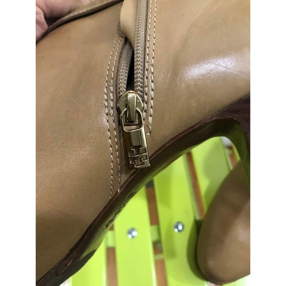 Tory Burch Bristol Bootie Leather Ankle tan Heels Boots 10.5M(1400 - Picture 5 of 8